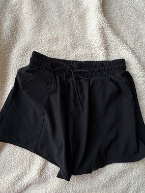 Kona Sol Black Swim Shorts Built In Brief Drawstring Pockets Flowy Sz M